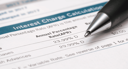 Document indicating: Annual percentage rate APR.